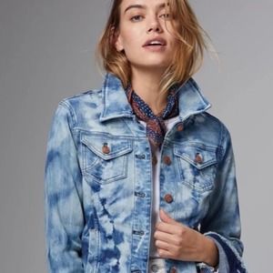 Anthropologie Pilcro Tie-Dye Denim Trucker Jacket Size 2x